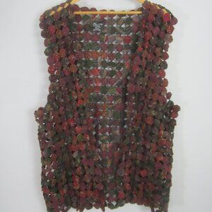 Vtg Elligators Womens XL Multicolor 100% Silk Yo Yo Patchwork Handmade Vest 52